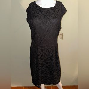 NWT Coldwater Creek Black Lace Short Sleeve Dress, Size 12‎